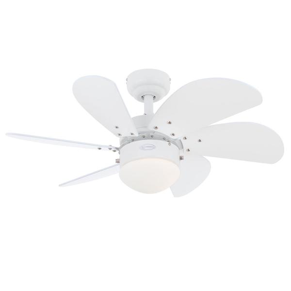 Westinghouse Turbo Swirl 30" 6-Blade White Indoor Ceiling Fan w/Dimmable LED Light 7234400